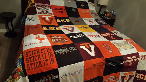 T-shirt quilt featuring virginia tech football by Ellen from VA