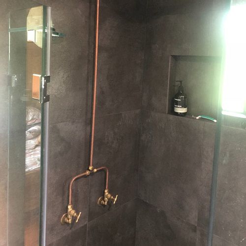 Customer photo review of Hammered Solid Brass Sink, Bowl Dropped In Bathroom Sink
