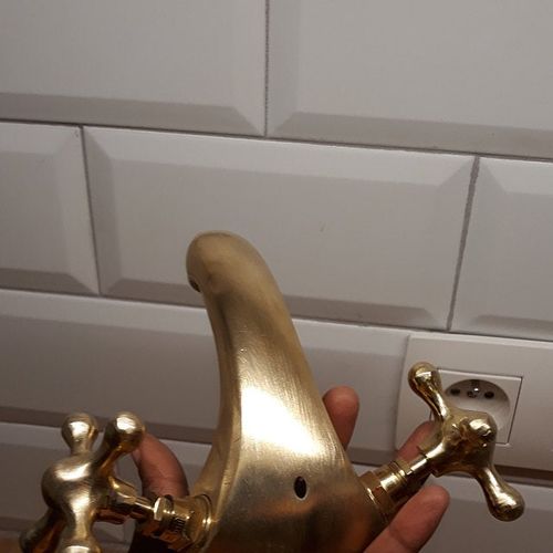 Customer photo review of Hammered Solid Brass Sink, Bowl Dropped In Bathroom Sink