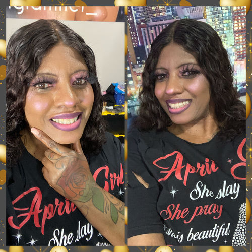 Customer photo review of Brooklyn Hair Wet & Wavy T Part Wig / Caribbean Deep 14-18"