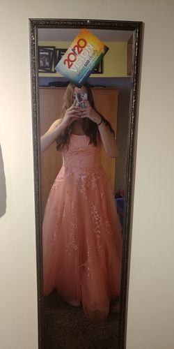 Customer photo review of Spaghetti Strap Lace-Up Back Long Prom Dresses For Teens and Juniors FD1265B