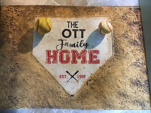 Customer photo review of Personalized Home Plate Welcome Mat