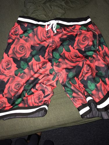 Customer photo review of Rose Print Mesh Shorts Black (1A1-921)