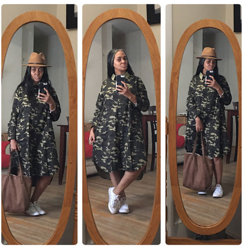 Customer photo review of Plus Size - Camouflage Polo Collar Cotton Shirt Dress