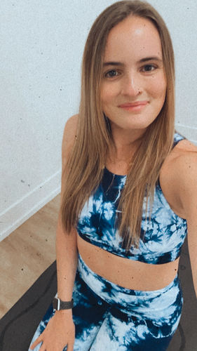 Customer photo review of Lomita Twist Bra - Indigo