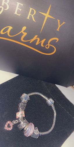 Customer photo review of Children's Pink 'Candy Heart' Silver Plated Charm Bead Bracelet
