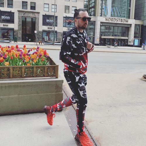 Customer photo review of Dip Dye Camo Track Pants Black (1A1-405)