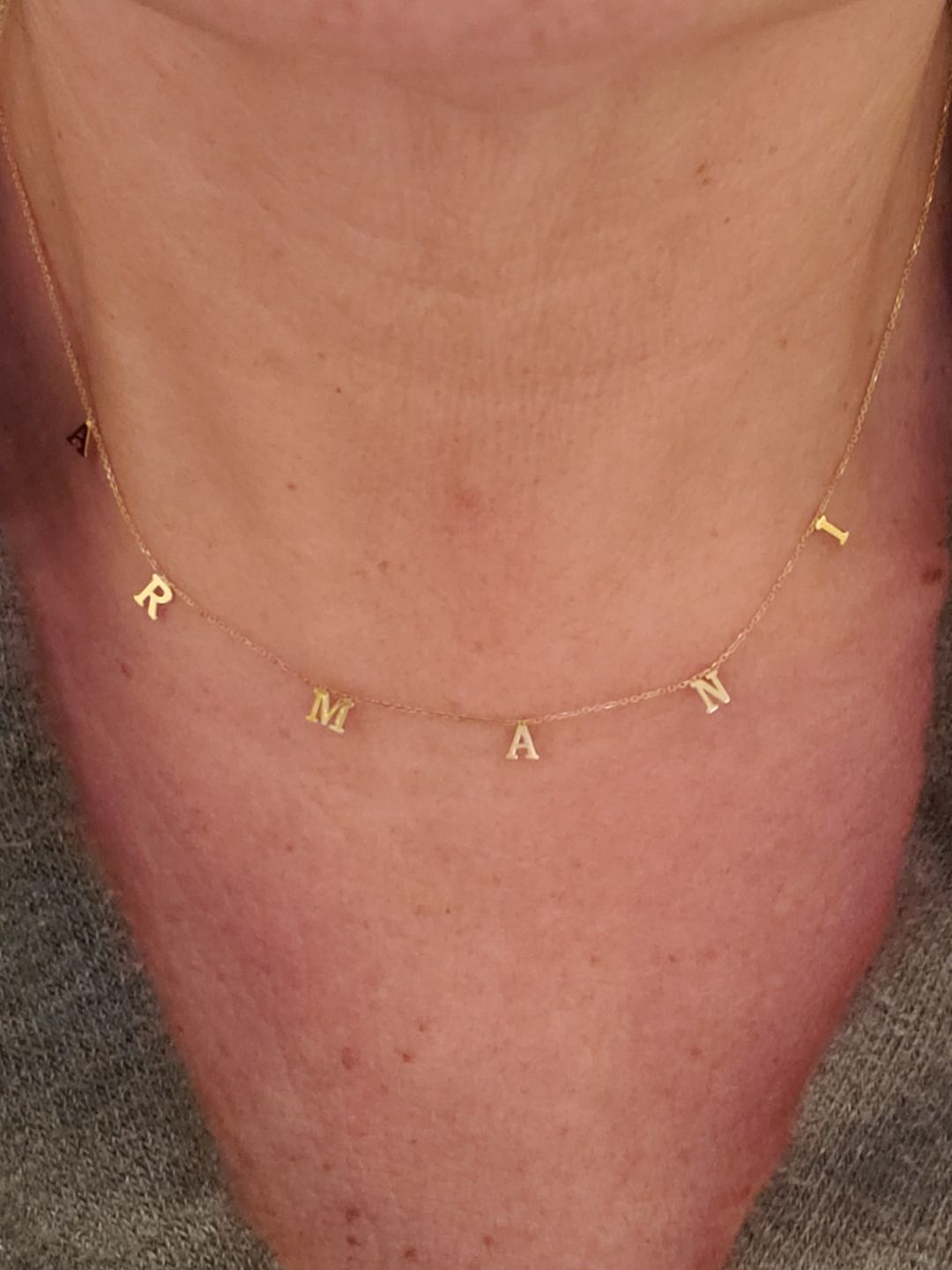 Customer photo review of Dainty Letter Name Necklace