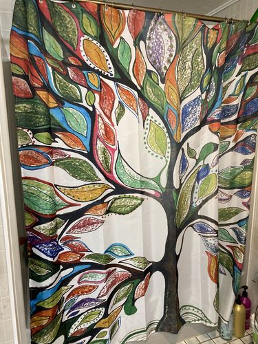 Customer photo review of Tree of Life Shower Curtain 3D Colorful Oil Painting Bathroom Decor