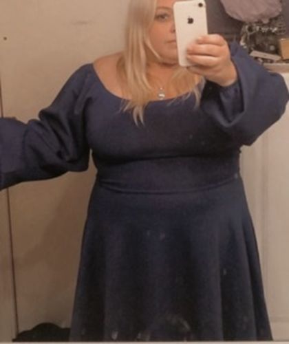 Customer photo review of Rebdolls “Kiss Me Better" Over The Shoulder Skater Mini Dress- FINAL SALE