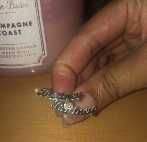 Customer photo review of Custom Name Earrings