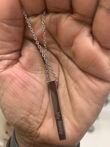 Customer photo review of Custom 3D Bar Necklace