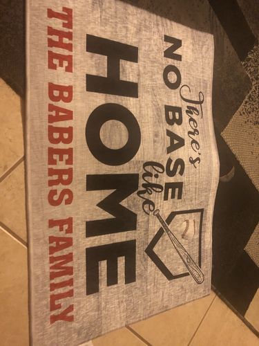 Customer photo review of Personalized No Base Like Home Doormat