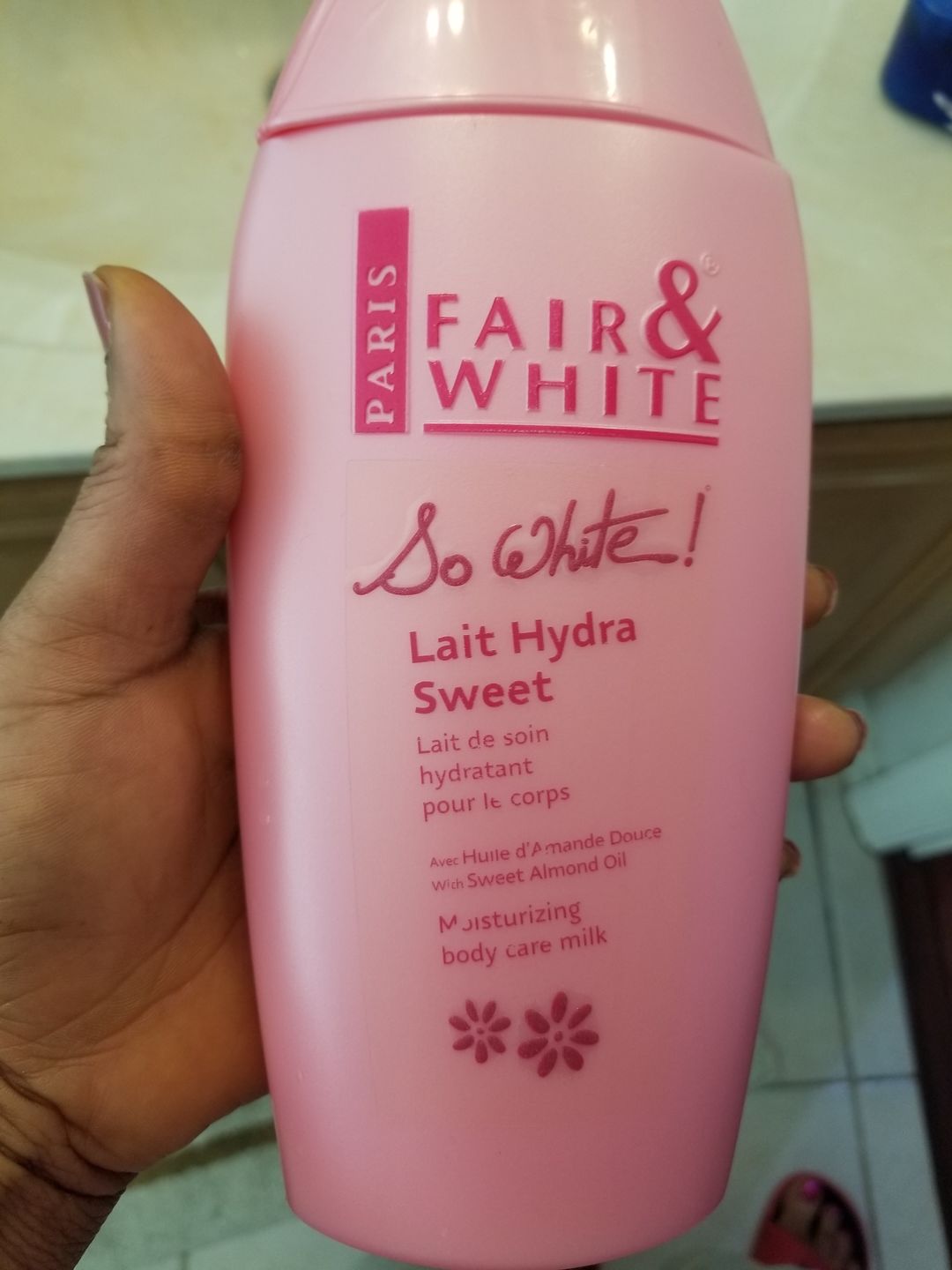 Customer photo review of Fair and White So White Hydra Sweet Moisturizing Body Lotion with Sweet Almond Oil 500ml/ 16.90 fl oz