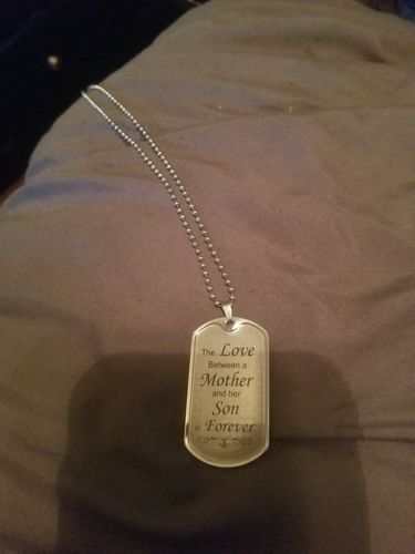 Customer photo review of Mother Son Forever Dog Tag Necklace