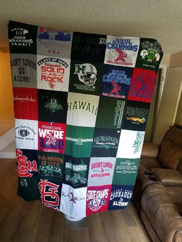 T-shirt quilt featuring road warriors, warriors by P Gregory from HI