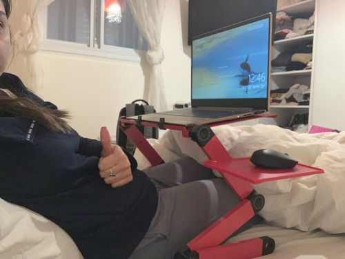 Customer photo review of Adjustable Ergonomic Portable Aluminum Laptop Desk