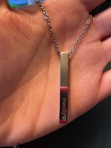 Customer photo review of Custom 3D Bar Necklace