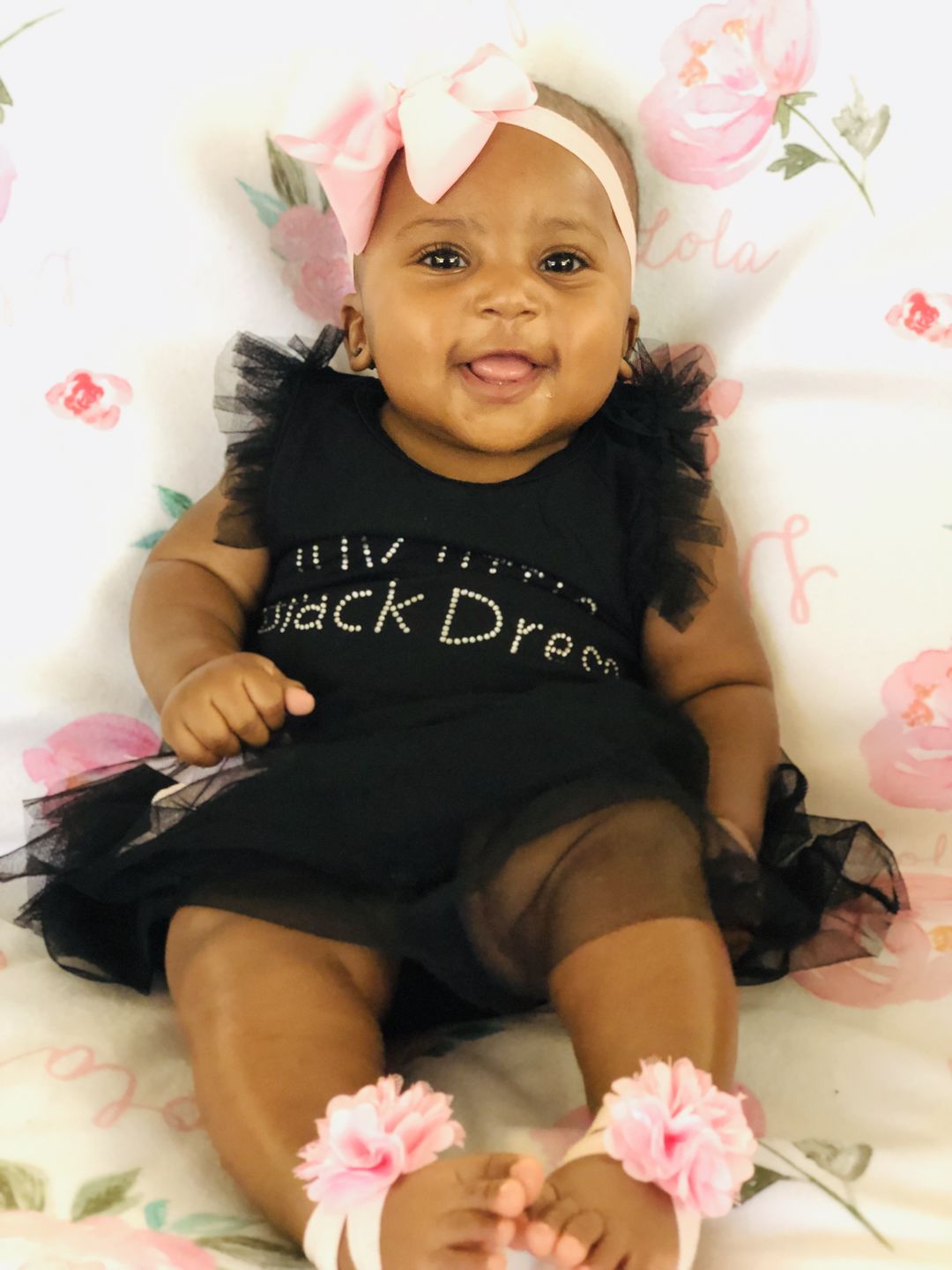 Customer photo review of Personalized Baby Girl Name Blanket, Light coral and pink floral