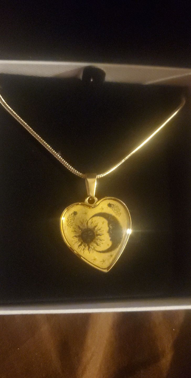 Customer photo review of Sun & Moon - Heart Necklace
