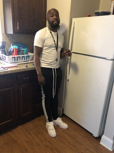 Customer photo review of Reflective Tape Track Pants Black (1A1-450)