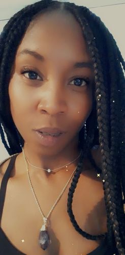 Customer photo review of Raw Amethyst/Rose Quartz Necklace