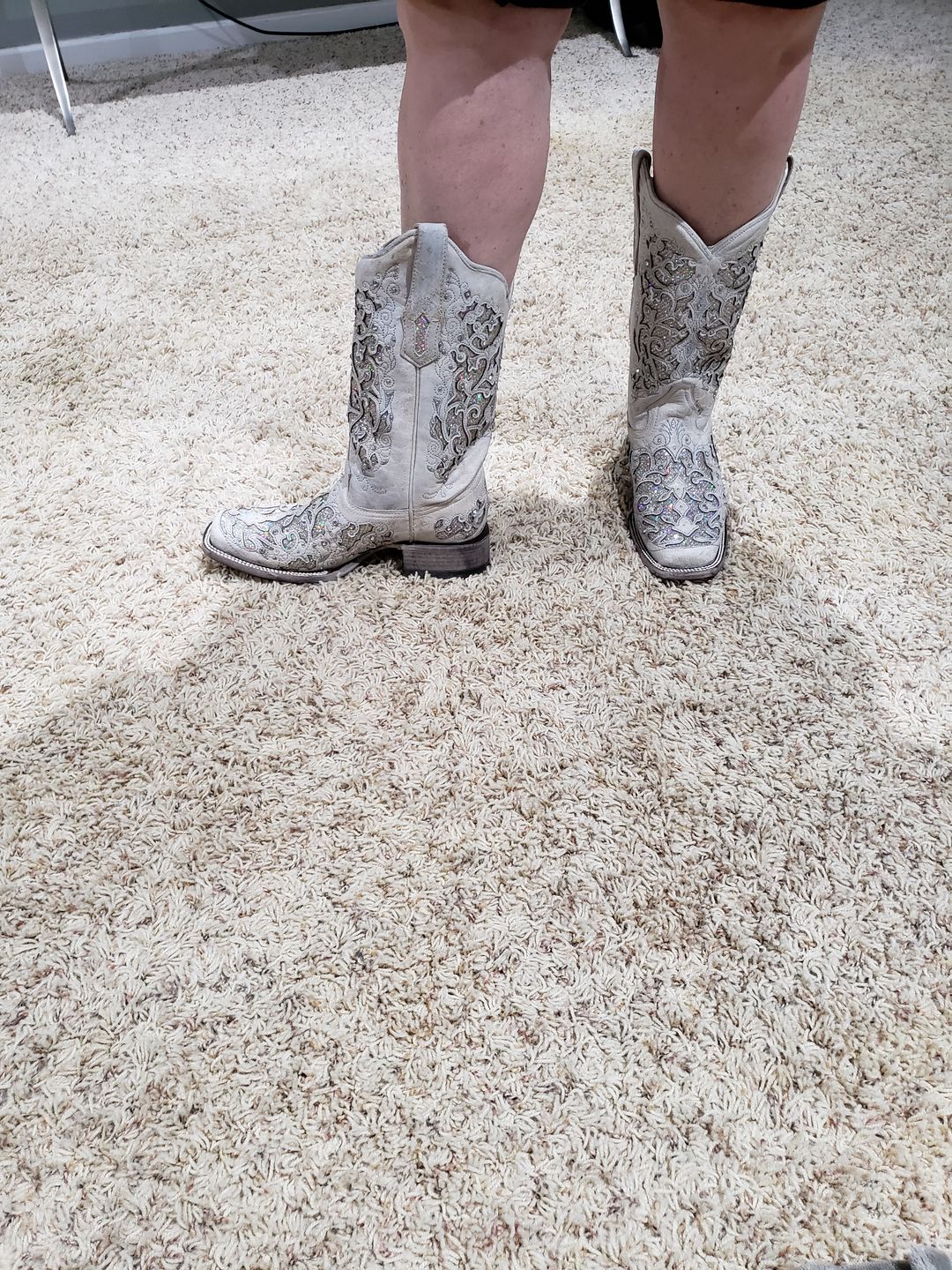 Customer photo review of Corral Ladies Eliza White Glitter Inlay & Crystals Wedding Boot A3397