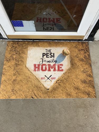 Customer photo review of Personalized Home Plate Welcome Mat