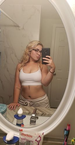 Customer photo review of T-Back Sports Bra - White