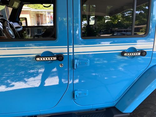 Customer photo review of Aluminum Door Grab Handle Inserts Cover for 11-18 Jeep Wrangler JK/ JKU, 4 Door