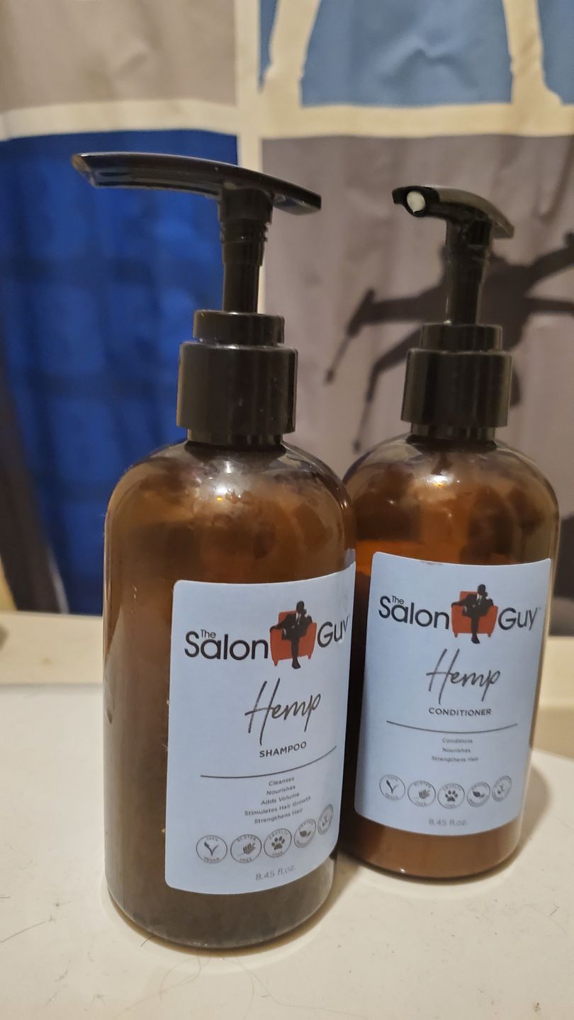 Customer photo review of TheSalonGuy HEMP Duo – Vegan, Sulfate-Free Shampoo & Conditioner Set