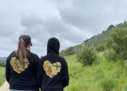 Customer photo review of Black Poppy heart Zip Up Hoodie