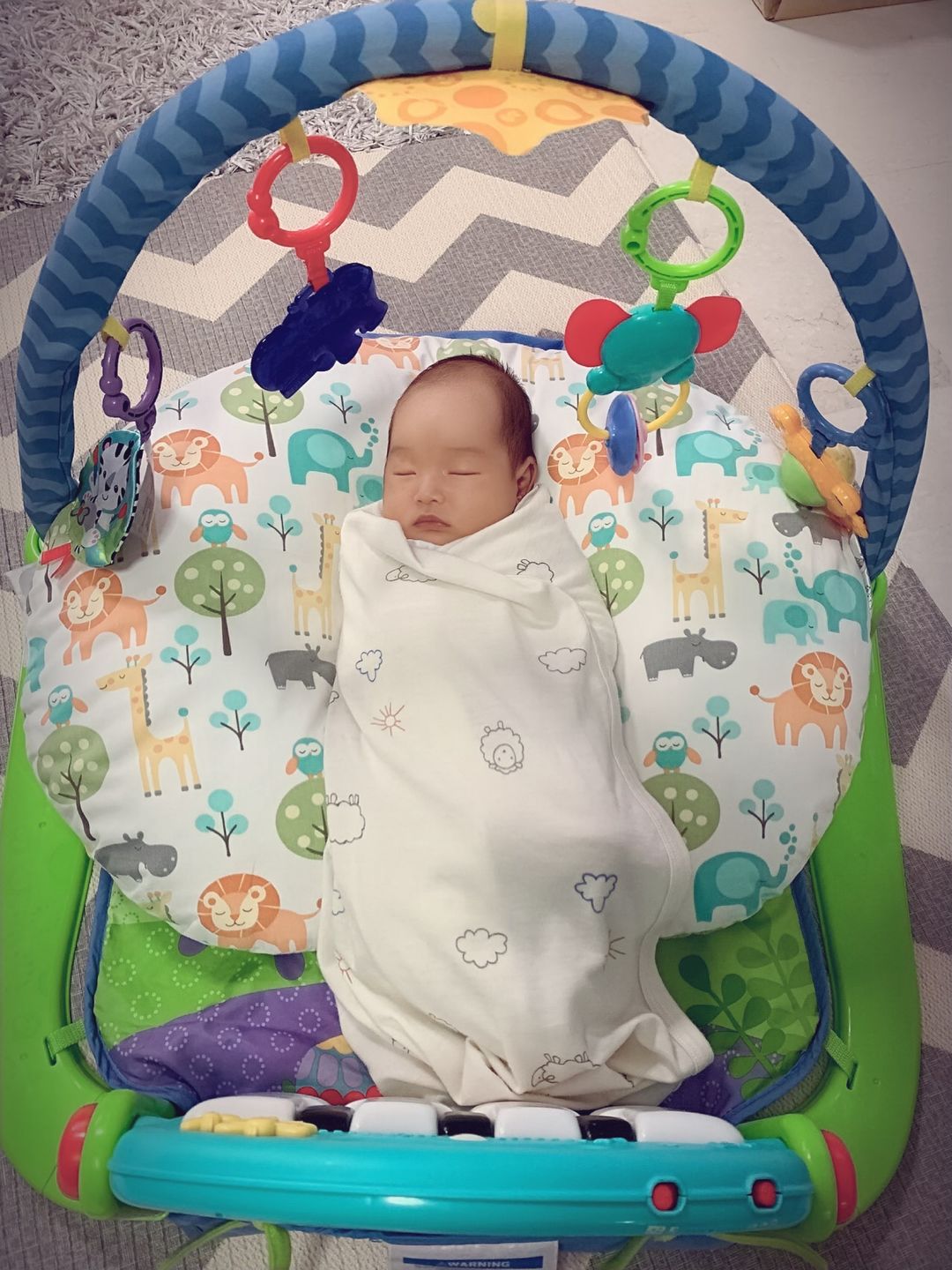Customer photo review of Swaddle Blanket, Merino Wool, Newborn to 3 Months, Sheep