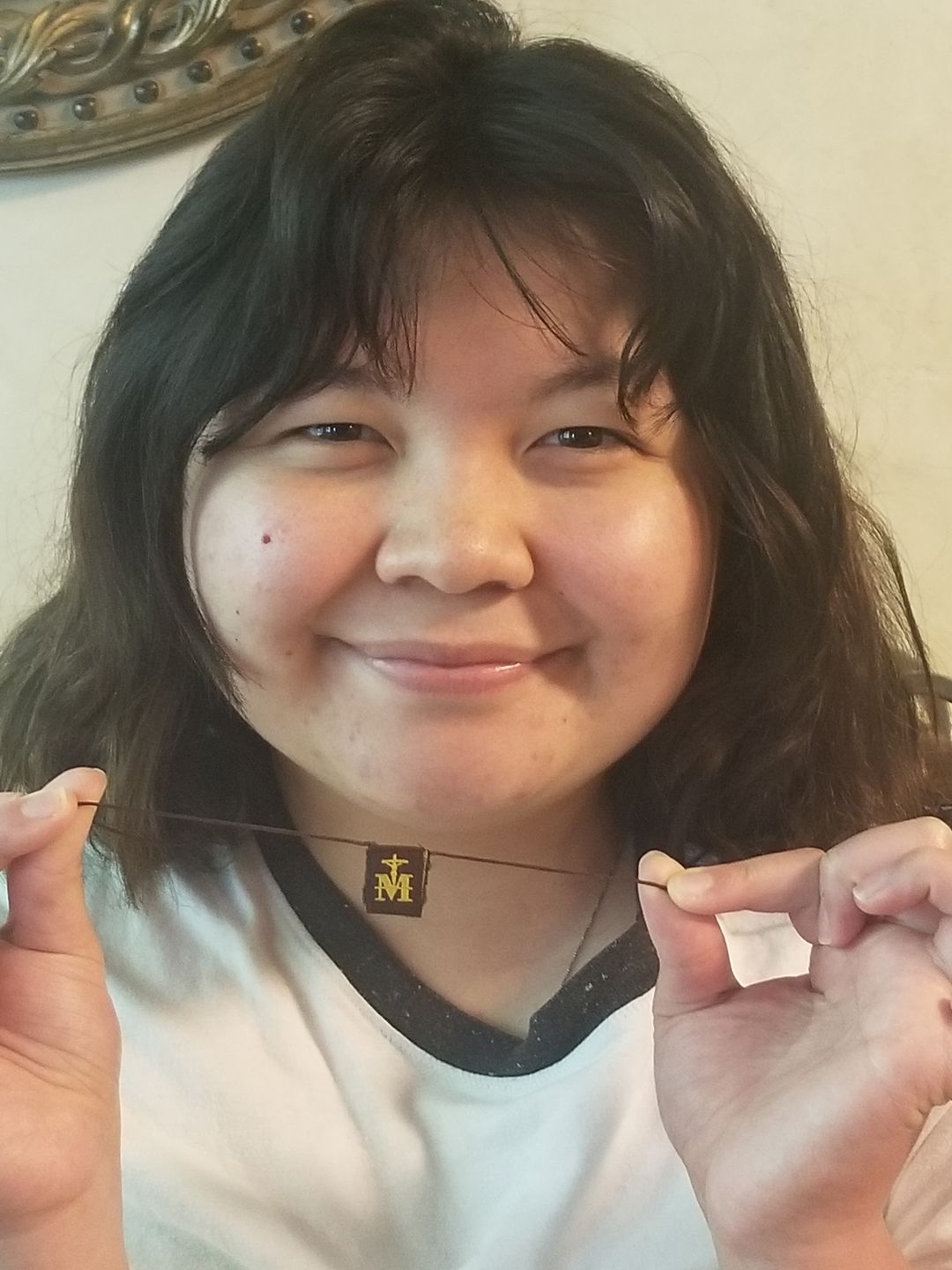 Customer photo review of Premium Brown Scapular, Brown & Gold (Mini)