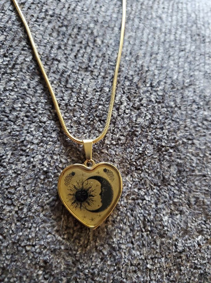 Customer photo review of Sun & Moon - Heart Necklace