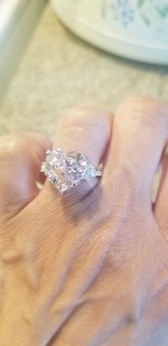 Customer photo review of 5 Ct Louily Royal Romantic Pink Stone Heart Cut Engagement Ring In Sterling Silver