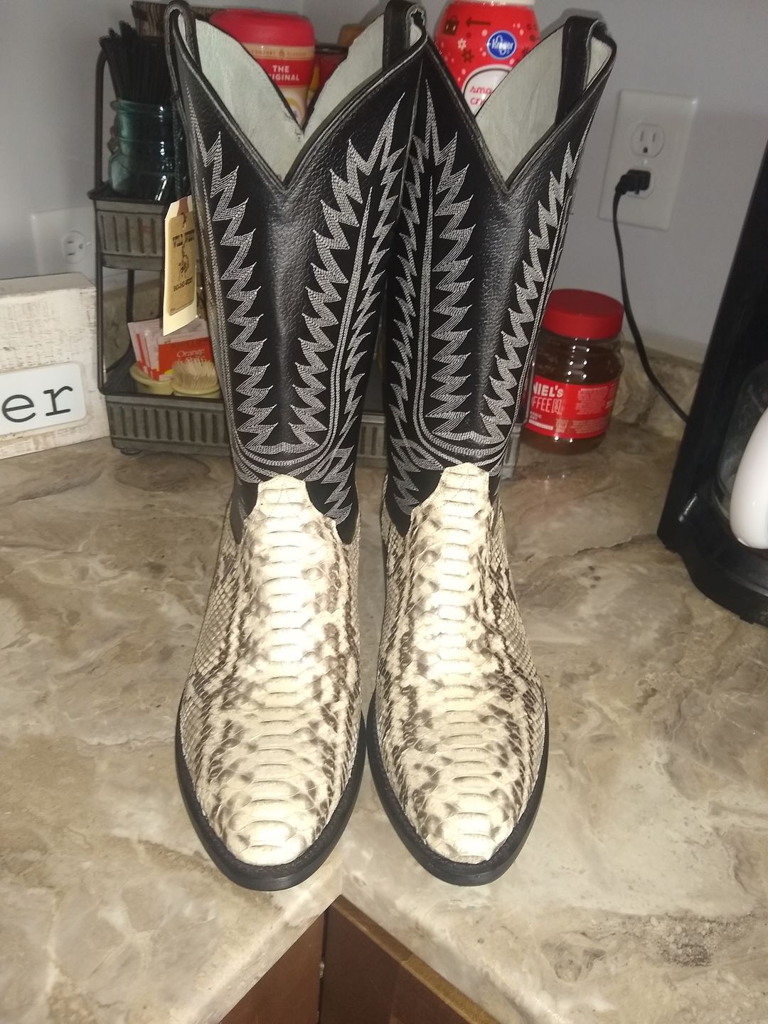 Customer photo review of Cowtown Men’s Back Cut Python Exotic Boots W808