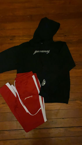 Customer photo review of Reflective Tape Track Pants Black (1A1-450)