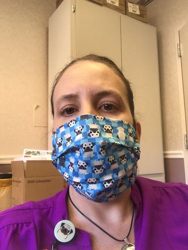 Customer photo review of Handmade mask (French bulldog & Pug print)