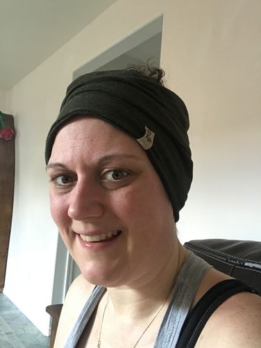 Customer photo review of The Monashee Twist - multi wear beanie