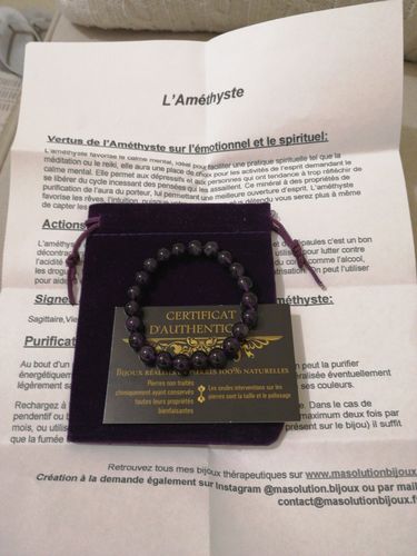 Customer photo review of BRACELET 6 ou 8 MM AMÉTHYSTE SIMPLE