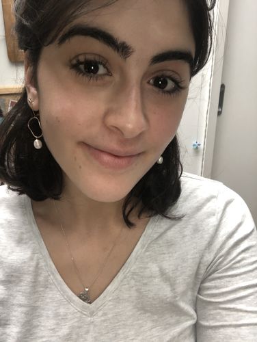 Customer photo review of Organic Shaped Pearl Earrings