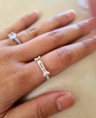 dog bone ring with name