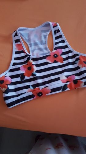 Customer photo review of Floral Striped Sports Bra