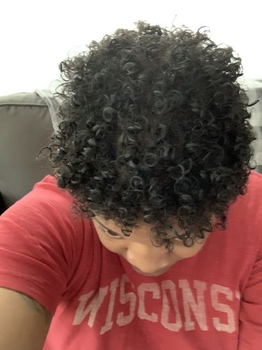 Customer photo review of Curly Hair Wash and Go System with Organic Hemp Seed Oil for Hair Growth with Watermelon Fragrance (Step 1 - 4)