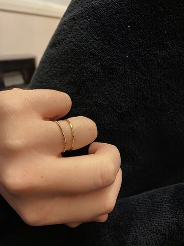 Customer photo review of 14k Gold Filled hammered stacking ring