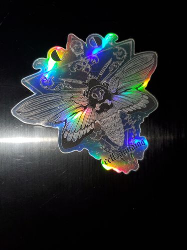 Customer photo review of Death Head Moth, Holographic Sticker