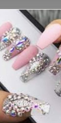 Customer photo review of INSTANT GLAM- PARTY PURPLE GLITTER PRESS ON SET