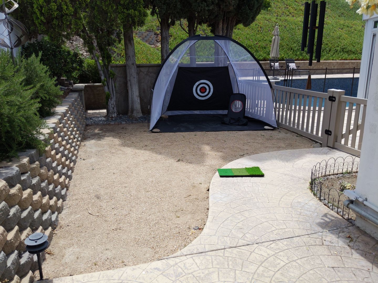 Customer photo review of Golf Practice Driving Net for Indoors and Outdoors | Tri-Turf Hitting Mat
