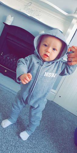 Customer photo review of Personalised Initial Hooded Onesie Inf (0-3 Years) (MRK X)